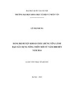 Đảng bộ huyện khoái châu (hưng yên) lãnh đạo xây dựng nông thôn mới từ năm 2008 đến năm 2014 