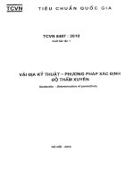 TCVN 8487 : 2010 VẢI ĐỊA KỸ THUẬT – PHƯƠNG PHÁP XÁC ĐỊNH ĐỘ THẤM XUYÊN
