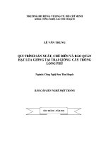 BÁO cáo QUI TRÌNH sản XUẤT, CHẾ BIẾN và bảo QUẢN hạt lúa GIỐNG tại TRẠI GIỐNG cây TRỒNG LONG PHÚ 