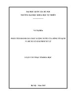 Phân tích đánh giá chất lượng nước của sông tô lịch và đề xuất giải pháp xử lý 