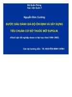KHÓA LUẬN bước đầu ĐÁNH GIÁ độ ổn ĐỊNH và xây DỰNGTIÊU CHUẨN cơ sở THUỐC mỡ EUPOLIN 