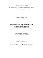 Phát triển du lịch homestay tại tỉnh ninh bình 