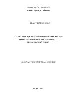 Tổ chức dạy học dự án tích hợp biến đổi khí hậu trong phận sinh thái học – sinh học 12 – trung học phổ thông 