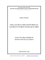 Nâng cao chất lượng nguồn nhân lực tại công ty cổ phần xi măng quán triều 