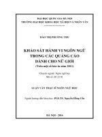 Khảo sát hành vi ngôn ngữ trong các quảng cáo dành cho nữ giới (trên một số báo in năm 2011) 