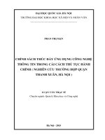 Chính sách thúc đẩy ứng dụng công nghệ thông tin trong cải cách thủ tục hành chính ( nghiên cứu trường hợp quận thanh xuân, hà nội) 