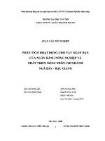 LUẬN văn PHÂN TÍCH HOẠT ĐỘNG CHO VAY NGẮN hạn của NGÂN HÀNG NÔNG NGHIỆP và PHÁT TRIỂN NÔNG THÔN CHI NHÁNH NGÃ bảy   hậu GIANG 
