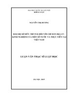 Bảo hộ sở hữu trí tuệ đối với chỉ dẫn địa lý   kinh nghiệm của một số nước và thực tiễn tại việt nam 
