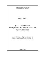 Quản lý dự án đầu tư xây dựng cơ bản bằng vốn ngân sách tại sở y tế hà nội 