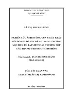 Nghiên cứu ảnh hưởng của chiết khấu dến doanh số bán hàng trong thương mại điện tử tại việt nam trường hợp các trang web mua theo nhóm