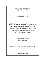 Phân tích các nhân tố ảnh hưởng đến mức độ công bố thông tin trong báo cáo thường niên của các ngân hàng thương mại cổ phần ở Việt Nam