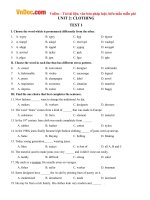 Bài tập tiếng Anh lớp 9 Unit 2: Clothing Số 1 có đáp án