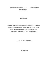 Nghiên cứu biến đổi một số cytokine và vai trò của glucocorticoid trong pha đáp ứng viêm toàn thân ở bệnh nhân tứ chứng fallot sau phẫu thuật sửa chữa toàn phần 