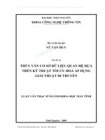 Thủy vân cơ sở dữ liệu quan hệ dựa trên kỹ thuật tối ưu hoá áp dụng giải thuật di truyền 