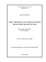 Thực thi pháp luật về đăng ký kinh doanh trên địa bàn hà nội 