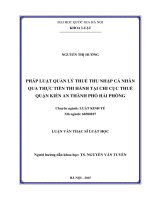 Pháp luật quản lý thuế thu nhập cá nhân qua thực tiễn thi hành tại chi cục thuế quận kiến an thành phố hải phòng 