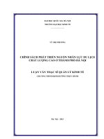 Chính sách phát triển nguồn nhân lực du lịch chất lượng cao ở thành phố hà nội 