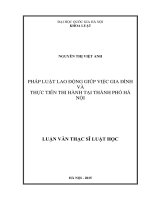 Pháp luật lao động giúp việc gia đình và thực tiễn thi hành tại thành phố hà nội 