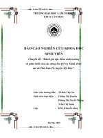 Đánh giá đặc điểm sinh trưởng và phát triển của các dòng lúa QT vụ Xuân 2015  tại xã Phù Lưu Tế, huyện Mỹ Đức