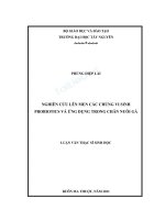 Nghiên cứu lên men các chủng vi sinh probiotics và ứng dụng trong chăn nuôi gà 