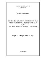 Cơ chế hải quan một cửa tại việt nam theo cam kết của hiệp định về xây dựng và thực hiện cơ chế một cửa ASEAN 