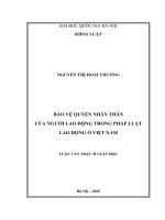 Bảo vệ quyền nhân thân của người lao động trong pháp luật lao động ở việt nam 