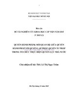 Quyền hành pháp và mối quan hệ giữa quyền hành pháp với quyền lập pháp, quyền tư pháp trong tổ chức thực hiện quyền lực nhà nước 