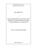 Đánh giá một số chỉ tiêu vệ sinh thú y trên thịt heo và sản phẩm chế biến từ thịt heo tại thành phố kon tum tỉnh kon tum 