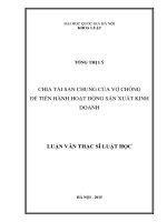 Chia tài sản chung của vợ chồng để tiến hành hoạt động sản xuất kinh doanh 