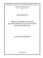 Truyền tải chính sách tiền tệ qua kênh tín dụng của các ngân hàng thương mại Việt nam