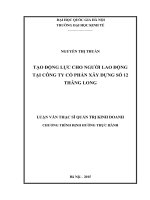Tạo động lực cho người lao động tại công ty cổ phần xây dựng số 12 thăng long 