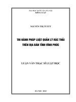 Thi hành pháp luật quản lý rác thải trên địa bàn tỉnh vĩnh phúc 