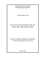 Quản lý ngân sách nhà nước tại huyện đức thọ, tỉnh hà tĩnh 