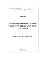Thanh toán chi phí khám chữa bệnh bảo hiểm y tế theo định suất tại một số trạm y tế xã thuộc huyện đăk tô tỉnh kon tum 