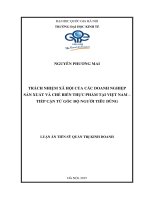 Trách nhiệm xã hội của các doanh nghiệp sản xuất và chế biến thực phẩm tại việt nam – tiếp cận từ góc độ người tiêu dùng 