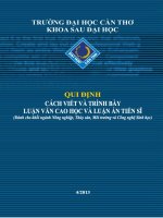 Qui định cách viết và trình bày luận văn cao học và luận án tiến sĩ   đh cần thơ 