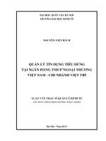 Quản lý tín dụng tiêu dùng tại ngân hàng TMCP ngoại thương việt nam  chi nhánh việt trì 