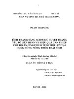 Tình trạng tăng acid uric huyết thanh, yếu tố liên quan và hiệu quả can thiệp chế độ ăn ở người 30 tuổi trở lên tại cộng đồng nông thôn thái bình 