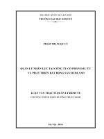 QUẢN LÝ NHÂN LỰC TẠI CÔNG TY CỔ PHẦN ĐẦU TƯ VÀ PHÁT TRIỂN BẤT ĐỘNG SẢN HUDLAND