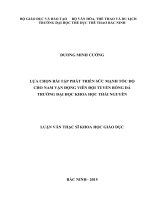 LỰA CHỌN bài tập PHÁT TRIỂN sức MẠNH tốc độ CHO NAM vận ĐỘNG VIÊN đội TUYỂN BÓNG đá TRƯỜNG đại học KHOA học THÁI NGUYÊN