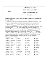 đè kiểm tra 1 tiết lớp 9 môn tiếng anh