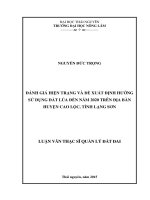 Đánh Giá Hiện Trạng Và Đề Xuất Định Hướng Sử Dụng Đất Lúa Đến Năm 2020 Trên Địa Bàn Huyện Cao Lộc, Tỉnh Lạng Sơn
