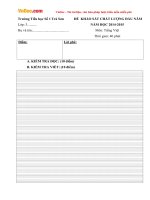 Đề thi khảo sát chất lượng đầu năm môn Tiếng Việt lớp 3 trường Tiểu học số 1 Trà Sơn, Quảng Ngãi năm học 2014 - 2015