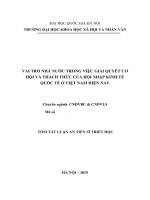 VAI TRÒ NHÀ NƯỚC TRONG VIỆC GIẢI QUYẾT CƠ HỘI VÀ THÁCH THỨC CỦA HỘI NHẬP KINH TẾ QUỐC TẾ Ở VIỆT NAM HIỆN NAY