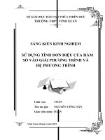 skkn sử DỤNG TÍNH đơn điệu của hàm số vào GIẢI PHƯƠNG TRÌNH và hệ PHƯƠNG TRÌNH 