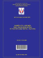 nghiên cứu, chế biến thực phẩm dinh dưỡng từ nguyên liệu trứng   mật ong 