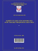 nghiên cứu khả năng hấp phụ màu nước thải dệt nhuộm bằng than trấu 