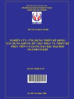 nghiên cứu, ứng dụng thiết kế động, xây dựng khung dữ liệu phục vụ thiết kế thực tiễn và giảng dạy bậc đại học ngành cơ khí 