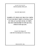 Nghiên cứu phần giá trị tăng thêm từ đất do phát triển cơ sở hạ tầng kỹ thuật tại một số dự án trên địa bàn thành phố tuyên quang, tỉnh tuyên quang