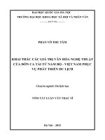 Khai thác các giá trị văn hóa nghệ thuật của đờn ca tài tử nam bộ   việt nam phục vụ phát triển du lịch 